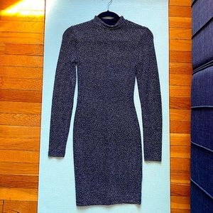 H&M - Sequin embellished high neck mini dress in silver